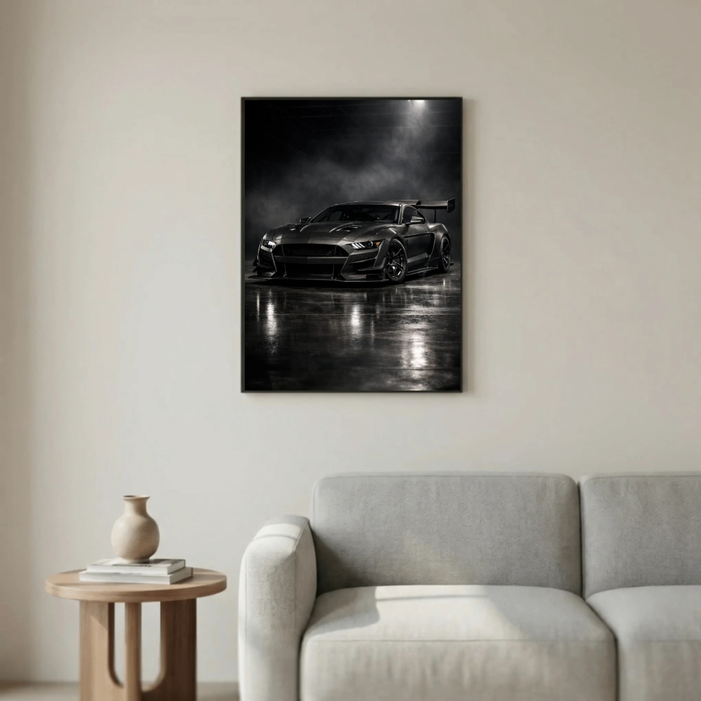 Ford Mustang Carbon Fiber Edition Poster - Dark Widebody Car Art