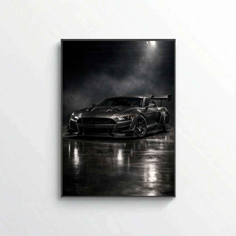 Ford Mustang Carbon Fiber Edition Poster - Dark Widebody Car Art