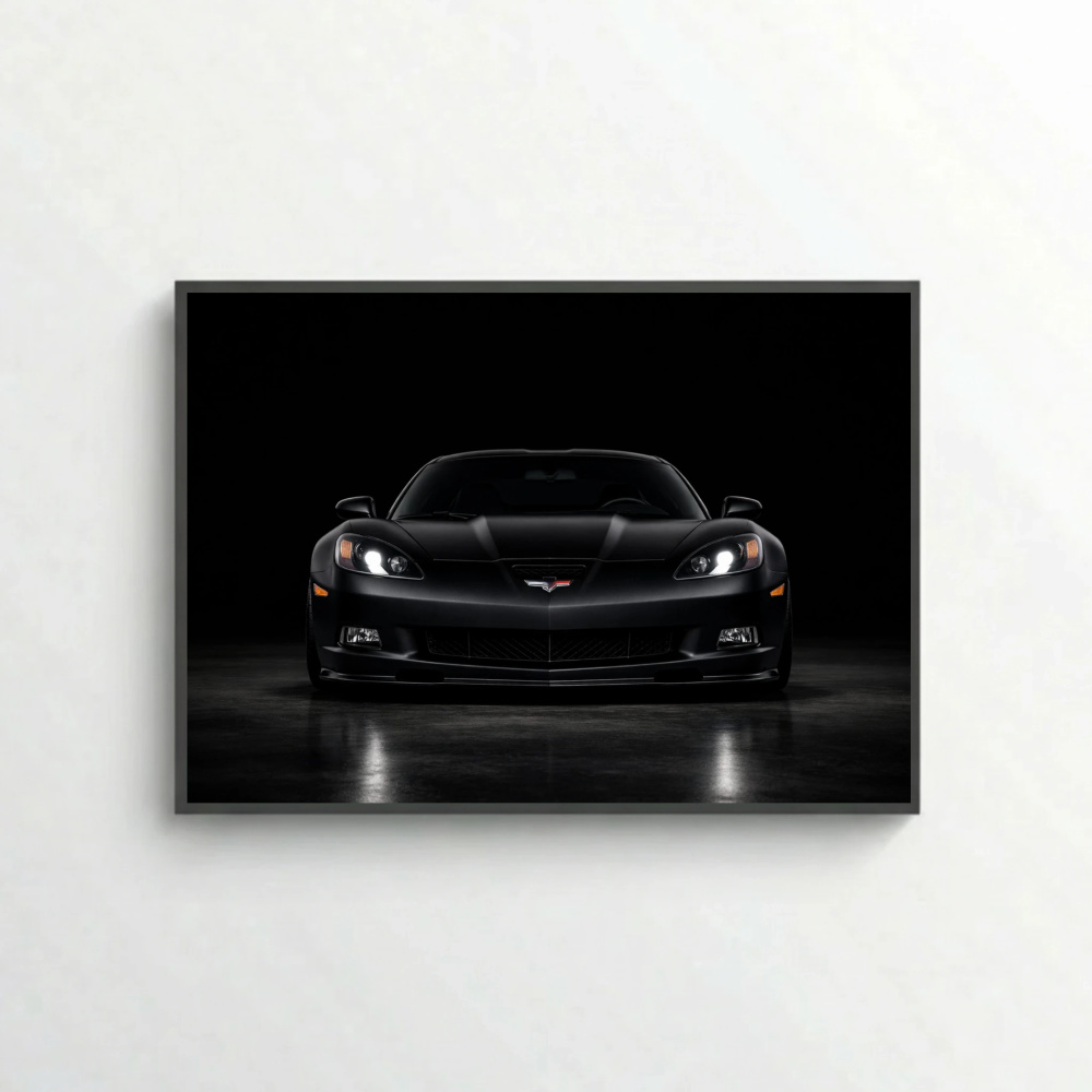 Chevrolet Corvette C6 Poster - Matte Black American Supercar Art