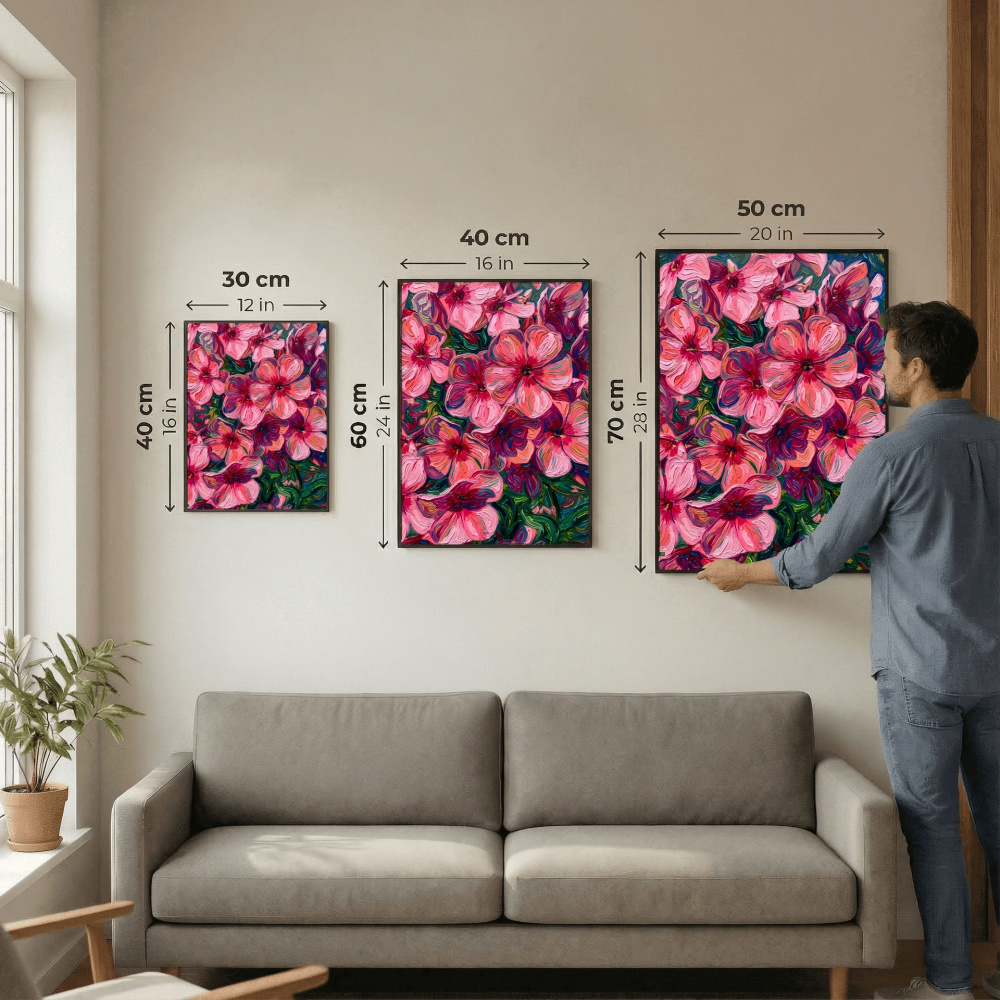 Pink and Purple Blossoms in Textured Oil Painting Style