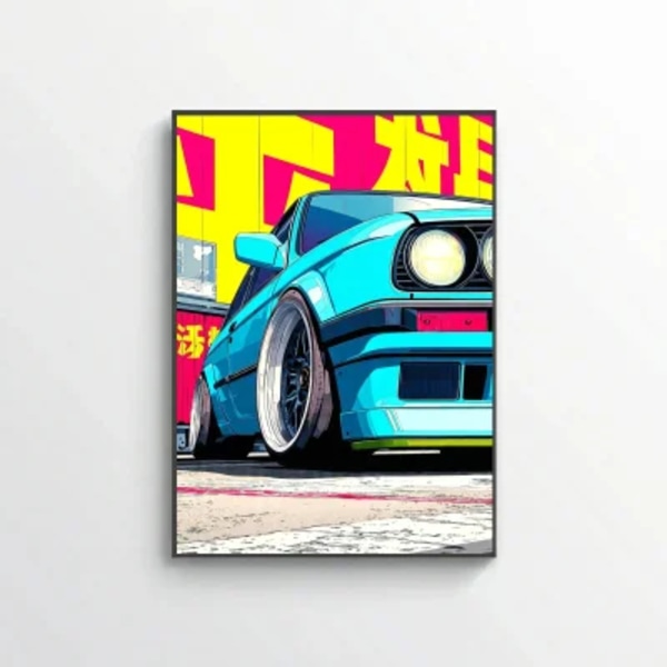 Neon Street Beast – Retro Turbo Car Art Print