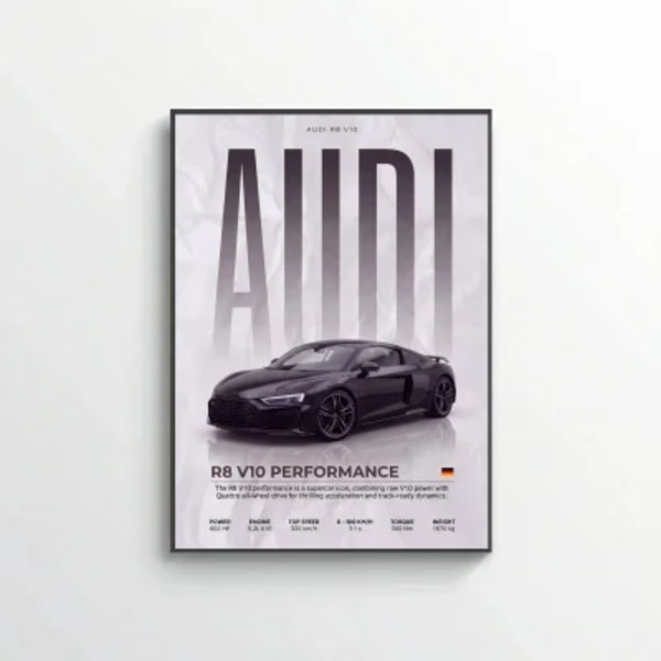 Audi R8 V10 Poster – Modern Supercar Wall Art