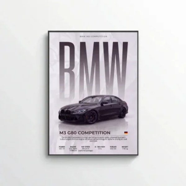 BMW M3 G80 Competition Poster – Modern Performance Car Wall Art