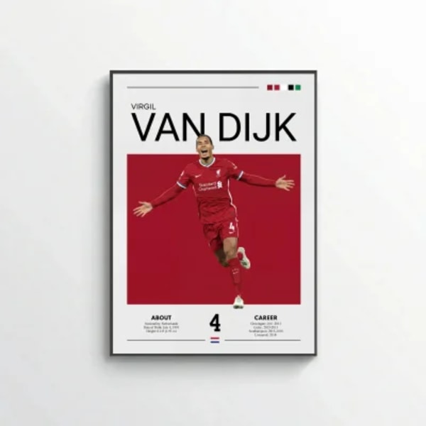 Virgil van Dijk Football Poster – Modern Sports Wall Art