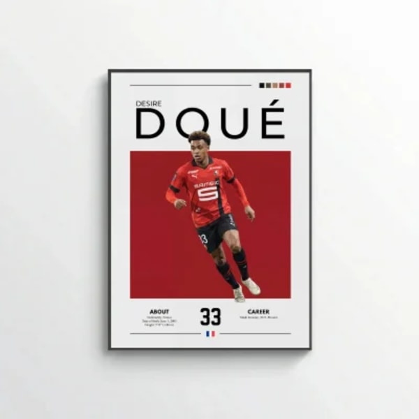 Désiré Doué Football Poster – Modern Sports Wall Art