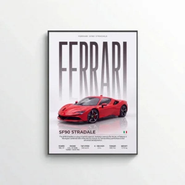 Ferrari SF90 Stradale Poster – Modern Supercar Wall Art