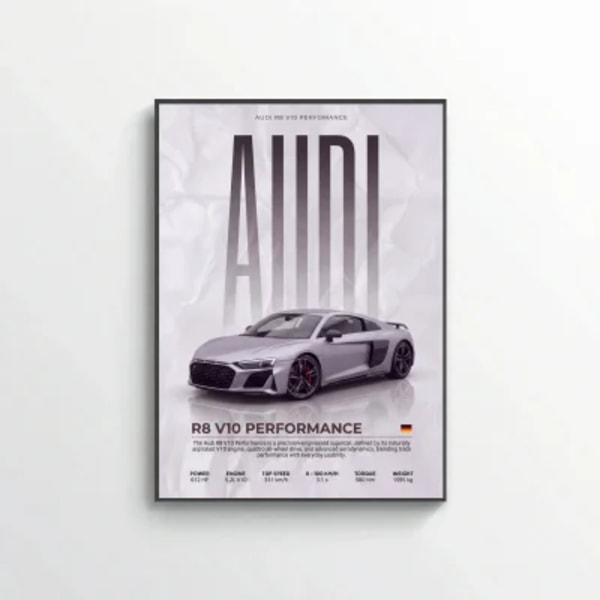 Audi R8 V10 Performance Poster – Modern Supercar Wall Art