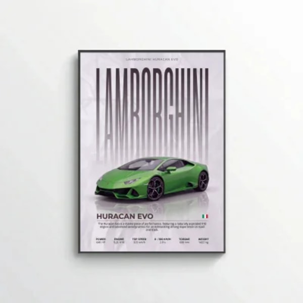 Green Lamborghini Huracán EVO Poster – Modern Supercar Wall Art