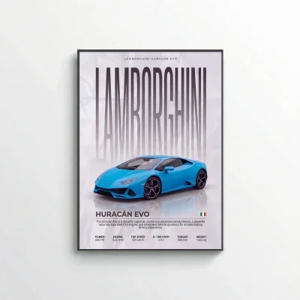 Blue Lamborghini Huracán EVO Poster – Modern Supercar Wall Art