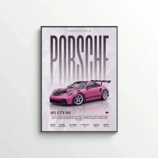 Pink Porsche 911 GT3 RS Poster – Modern Supercar Wall Art