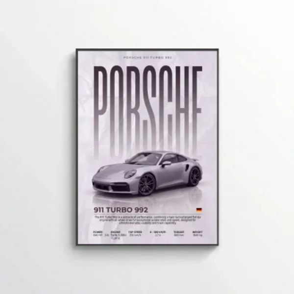 Porsche 911 Turbo S 992 Poster – Modern Supercar Wall Art