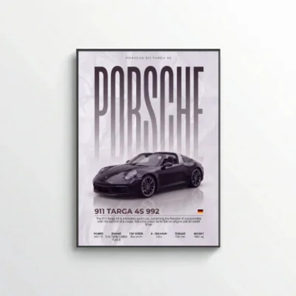 Porsche 911 Targa 4S 992 Poster – Modern Sports Car Wall Art