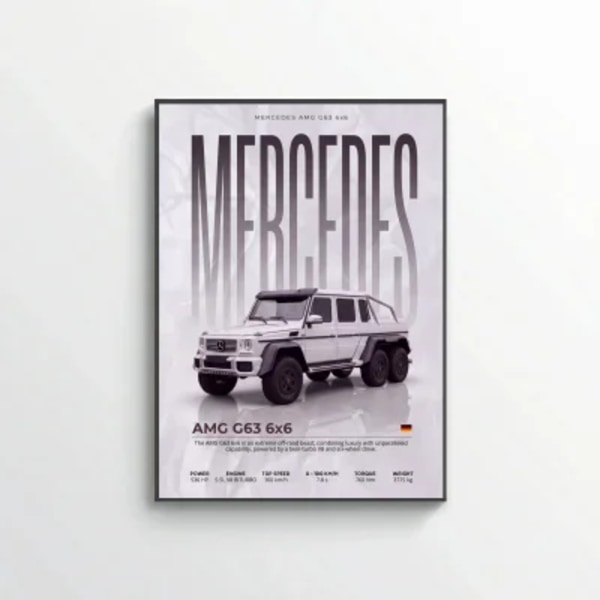 White Mercedes AMG G63 6x6 Poster – Modern Offroad Beast Wall Art