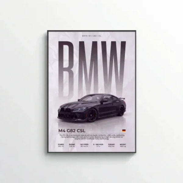BMW M4 G82 CSL Poster – Modern Performance Car Wall Art
