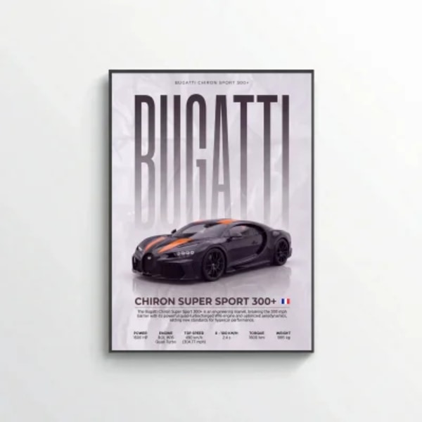 Bugatti Chiron Super Sport 300+ Poster – Modern Hypercar Wall Art