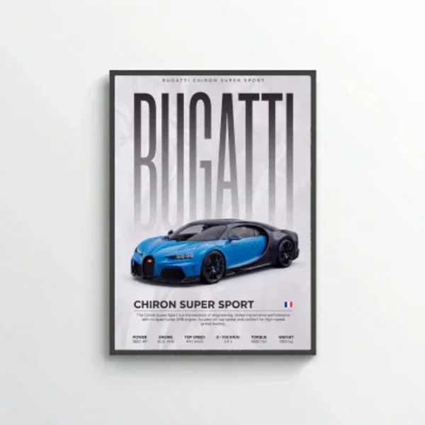 Blue Bugatti Chiron Super Sport 300+ Poster – Modern Hypercar Wall Art