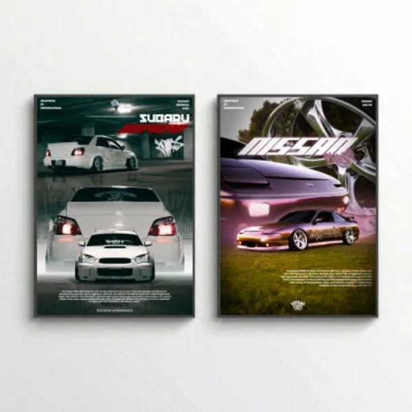 POSTER SET – SUBARU IMPREZA WRX & NISSAN 240SX