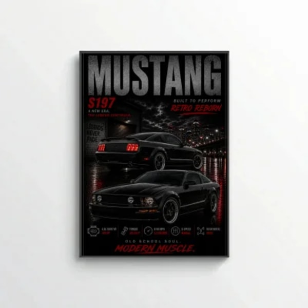 Ford Mustang S197 2005 Poster - Retro Reborn Modern Muscle Car Art