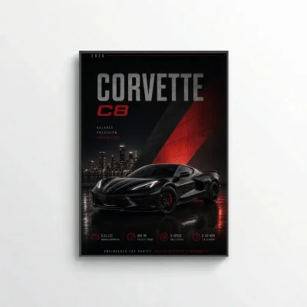 Chevrolet Corvette C8 2020 Poster - Balance Precision Adrenaline Supercar Art
