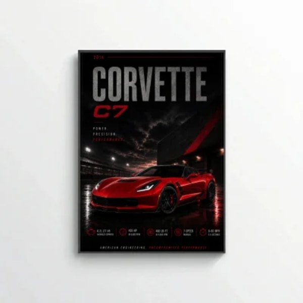Chevrolet Corvette C7 2014 Poster - American Engineering Sports Car Art