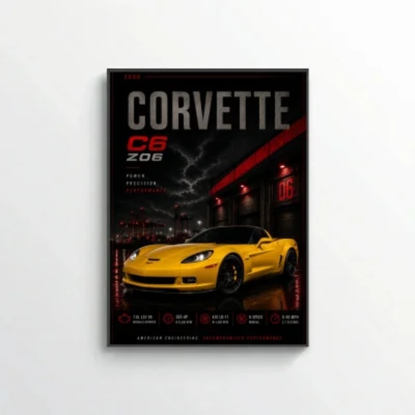 Chevrolet Corvette C6 Z06 2006 Poster - American Engineering Supercar Art