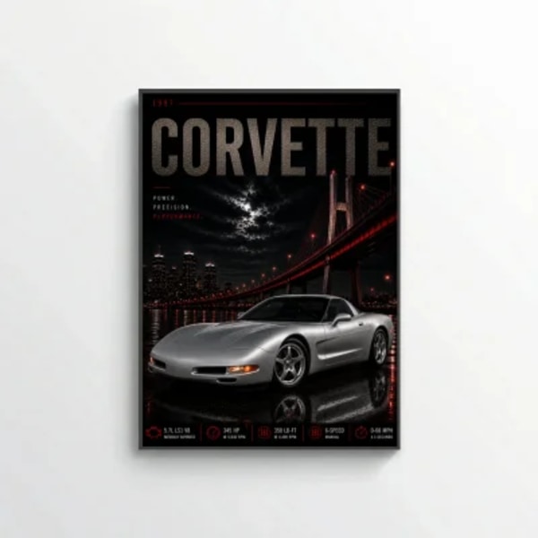Chevrolet Corvette C5 1997 Poster - American Engineering Classic Car Art