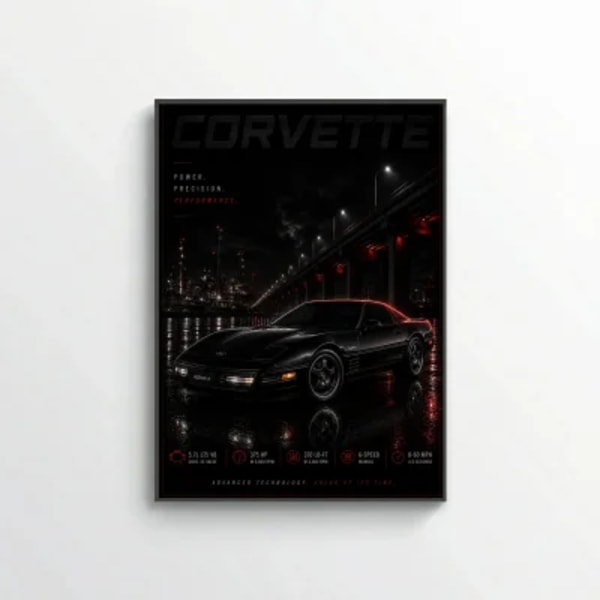 Chevrolet Corvette C4 ZR-1 1990 Poster - Advanced Technology Retro Car Art
