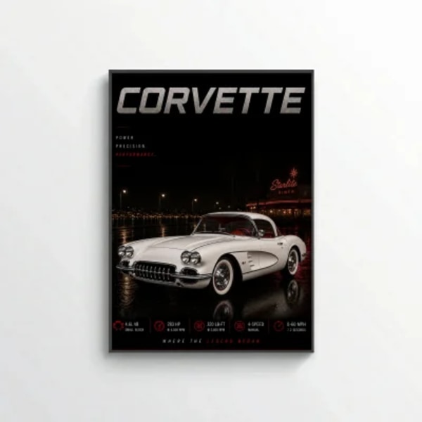 Chevrolet Corvette C1 1958 Poster - Where The Legend Began Vintage Car Art