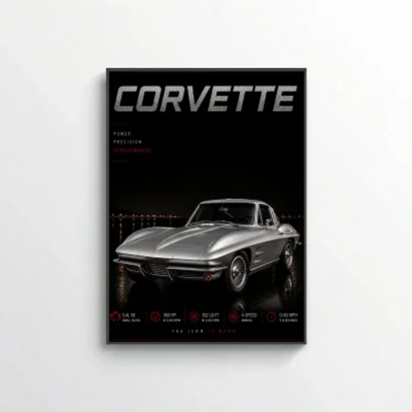 Chevrolet Corvette C2 Sting Ray 1963 Poster - The Icon Is Born Vintage Car Art