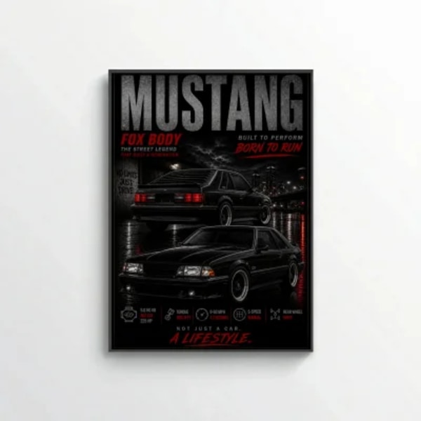 Ford Mustang Fox Body 1990 Poster - Pure American Muscle Street Legend Art