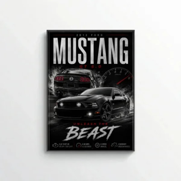 Ford Mustang GT 5.0 2013 Poster - Unleash The Beast Muscle Car Art