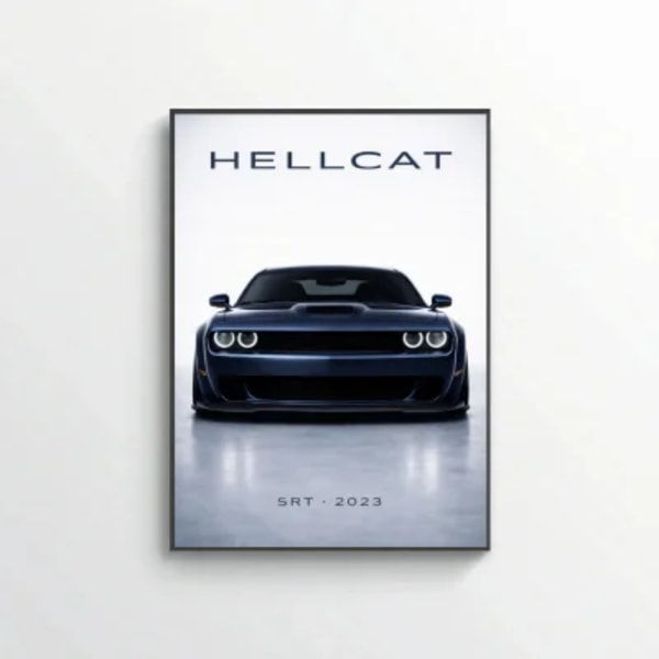 Dodge Challenger SRT Hellcat 2023 Poster - Minimalist American Muscle Car Art