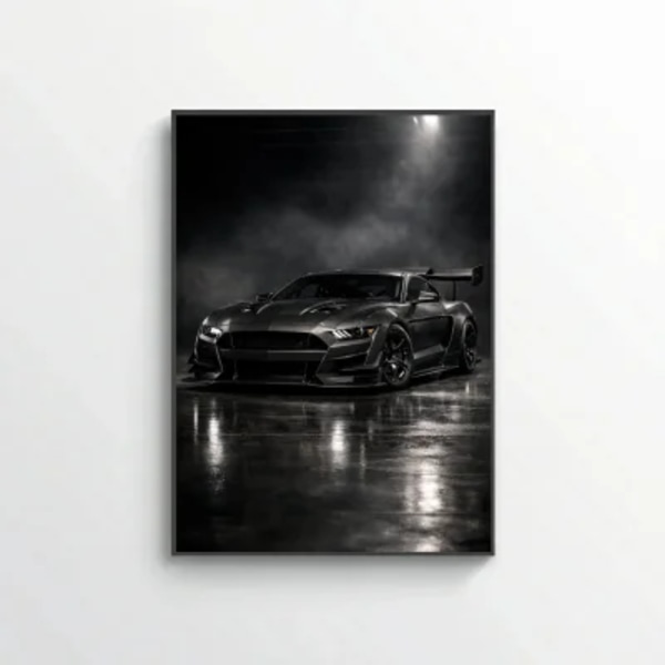Ford Mustang Carbon Fiber Edition Poster - Dark Widebody Car Art