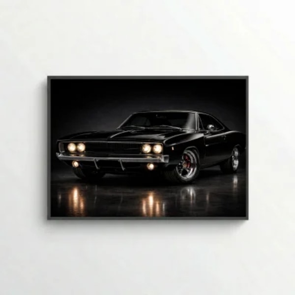 Dodge Charger Classic 1969 Poster - Black Vintage Muscle Car Art