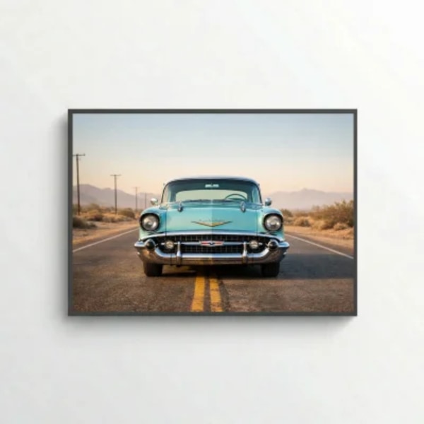 Chevrolet Bel Air 1957 Poster - Vintage Turquoise Car Art