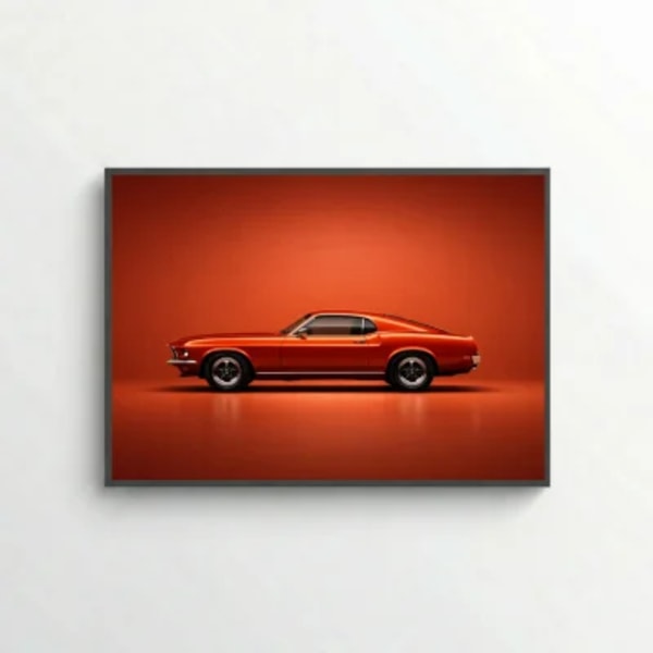 Ford Mustang Fastback Classic Poster - Orange Vintage Muscle Car Art