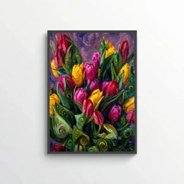 Vibrant Spring Tulips – Textured Floral Canvas Wall Art