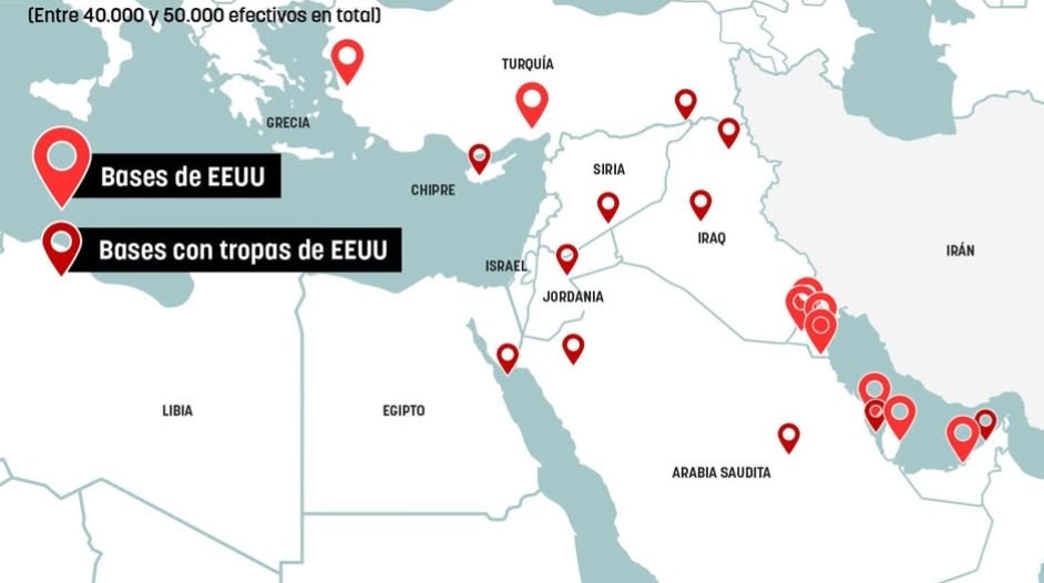 EEUU tiene bases militares y tropas en la zona más de 45.000 soldados