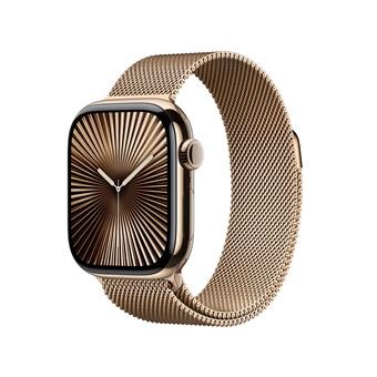 Apple-Watch-Series-10-GPS-Cellular-42mm-Boitier-en-Titane-Or-avec-Bracelet-Milanais-Or