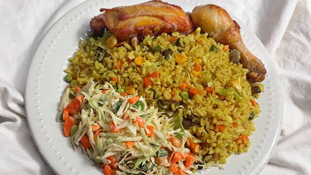 Fried rice and chicken