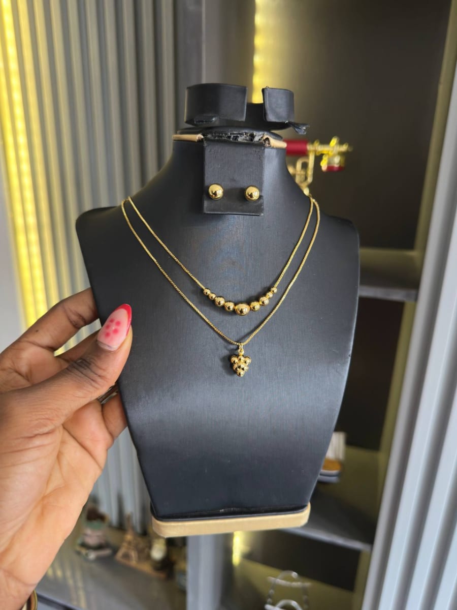 Gold plated necklace and earrings set