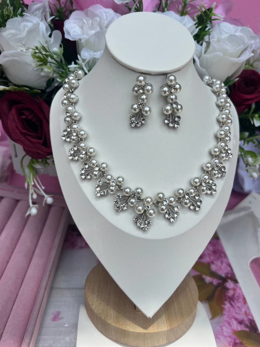 Pearl Necklace and Earrings