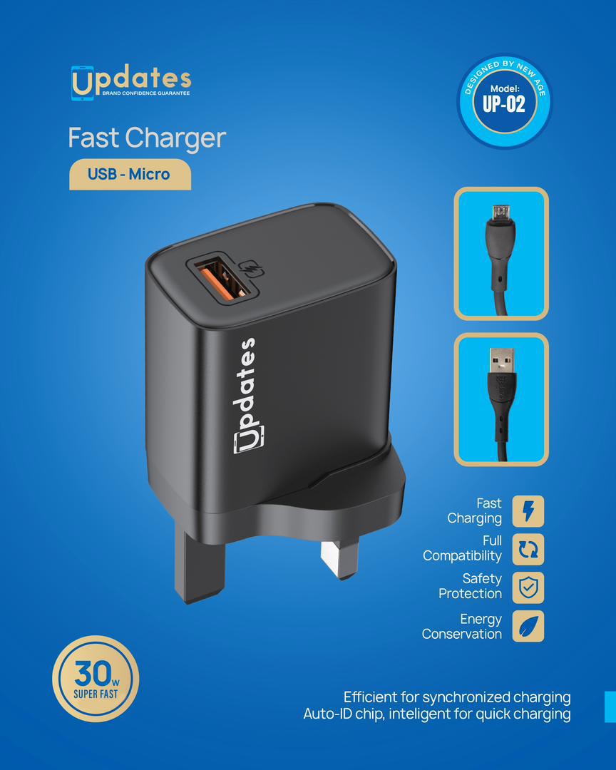 UPDATE UP-02 30W FAST CHARGER USB TO MICRO