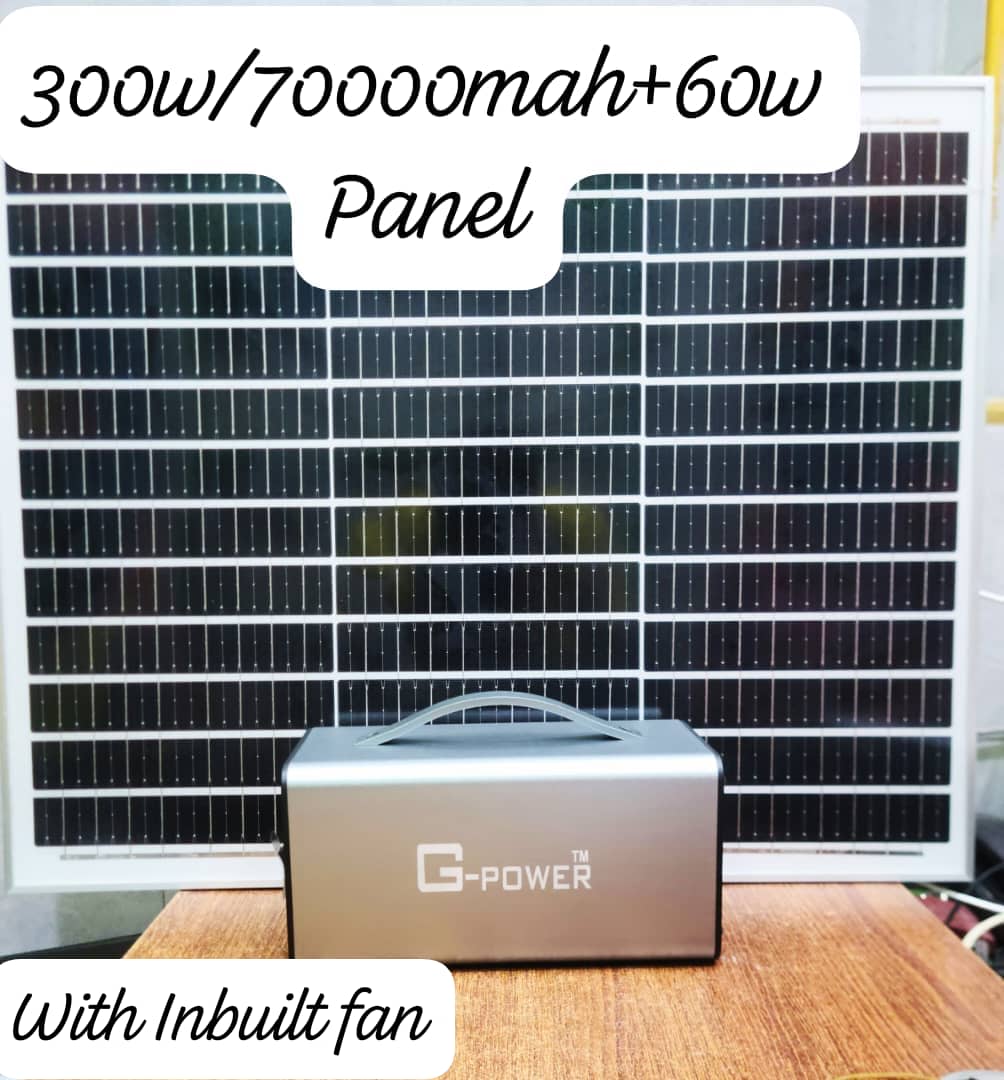 300w /7000mah Solar panel with inbuilt fan +60w 