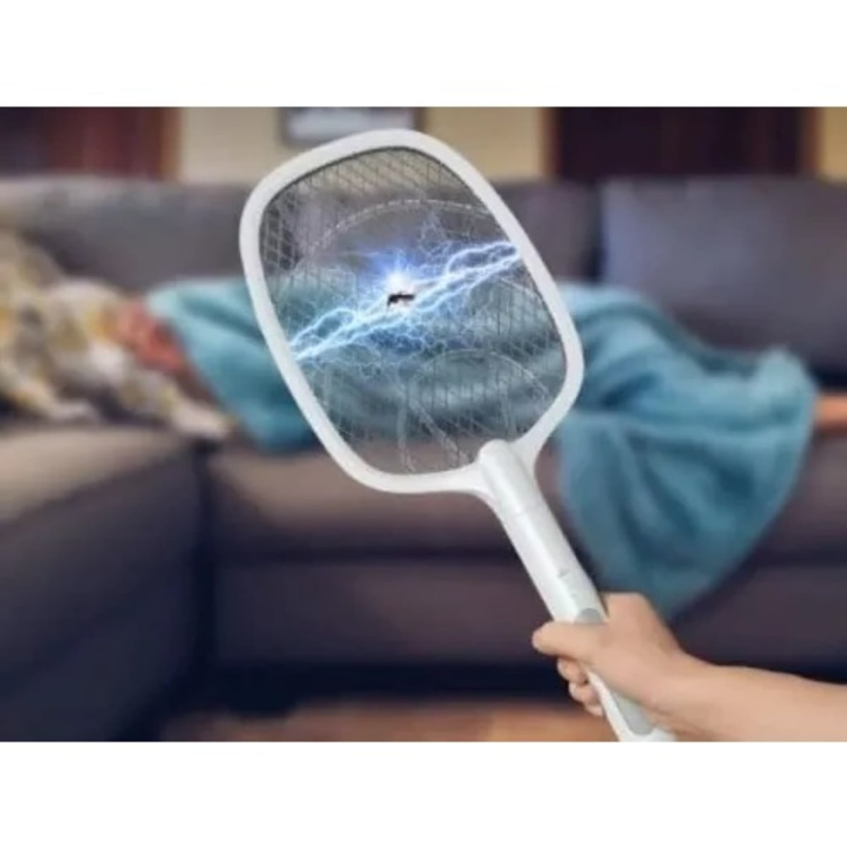 Rechargeable Led Light Dual Use Mosquito Bat Swatter With Base - 1200mAh - Image 2
