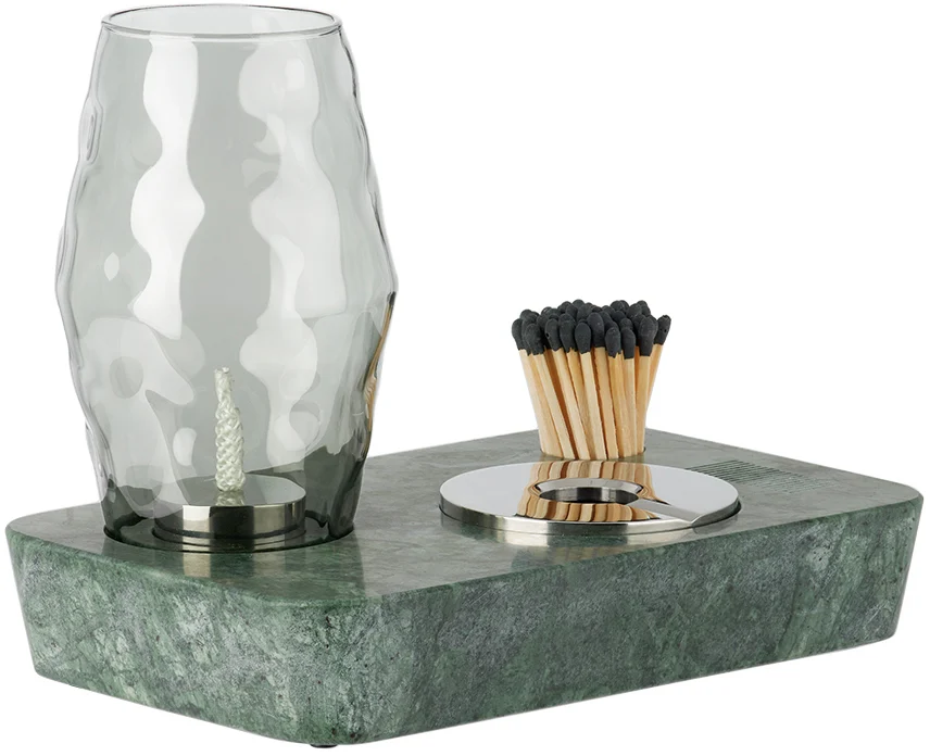 Green Oil Lamp & Ashtray Set