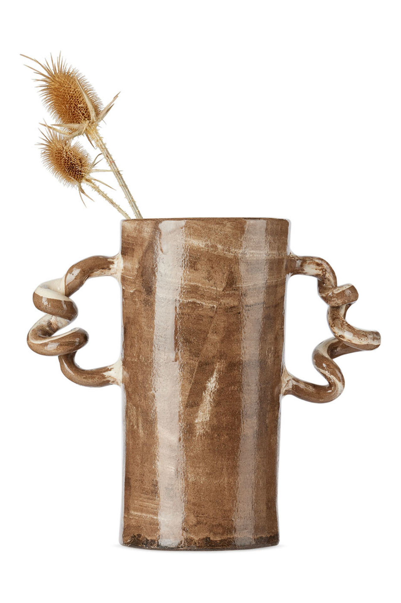 Brown &amp; White Wiggle Vase