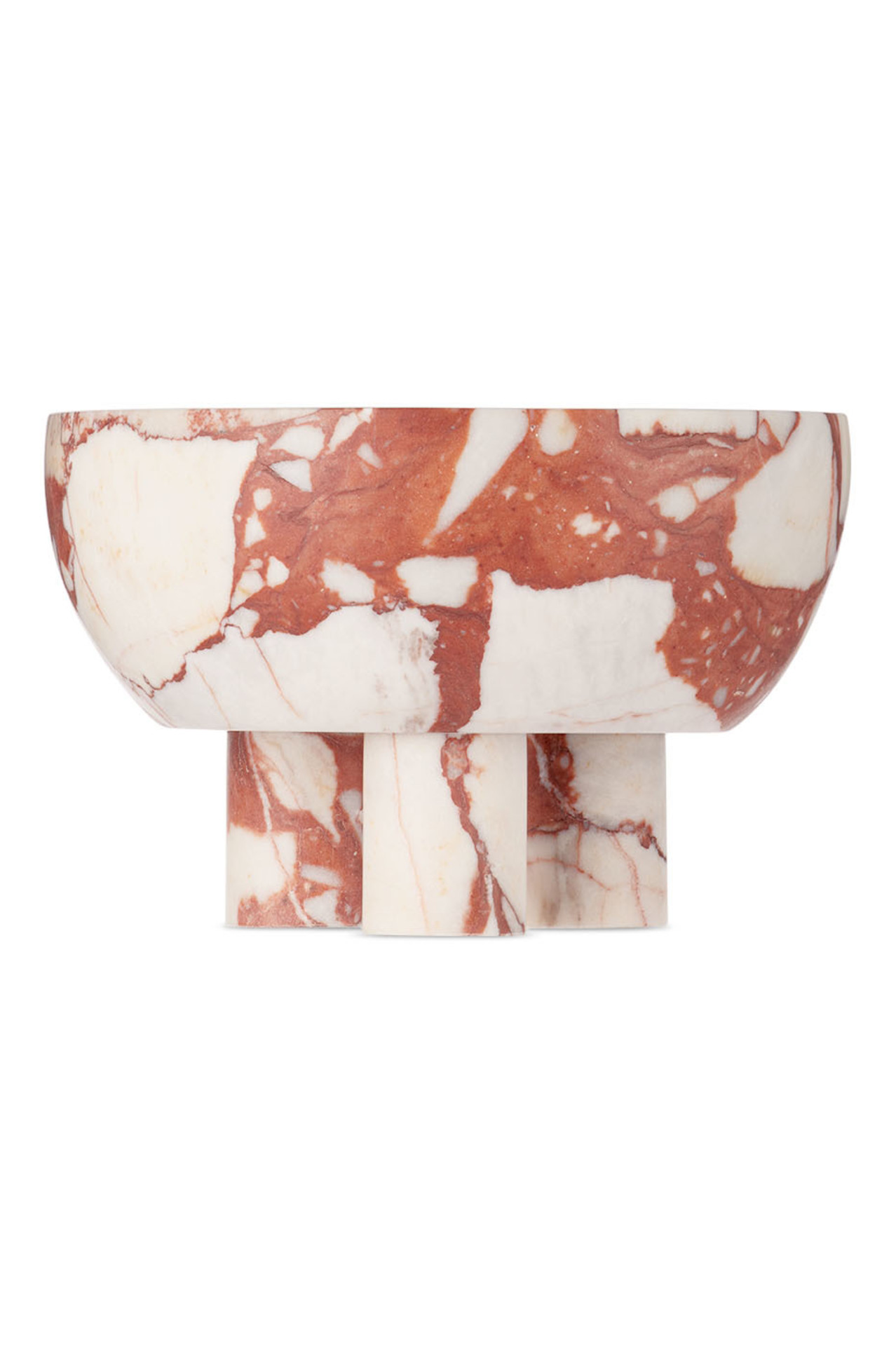 Brown & White Moo Footed Bowl