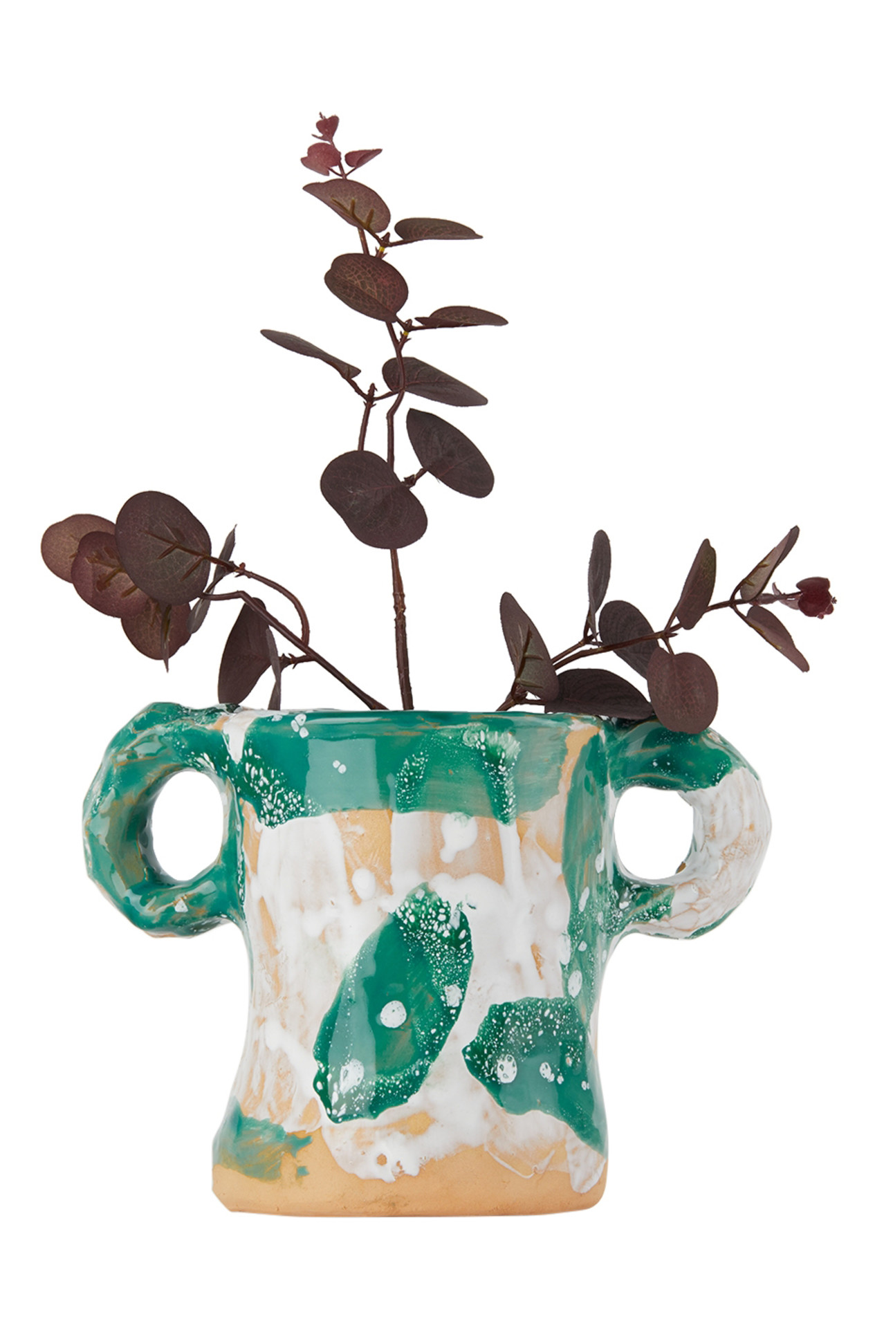 Green &amp; White Ceramic Studio 01 Vase