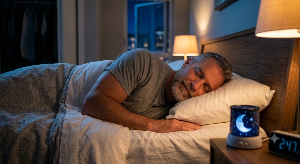 Healthy older man sleeping deeply after using ProstaVive